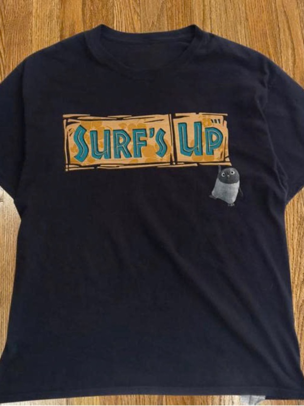Tee with Teal & Tan "Surf's Up" Graphic